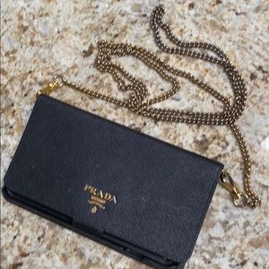 Prada black cross body phone wallet iPhone